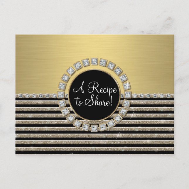 Art Deco Modern Horizontal Stripe Glitter Look Postcard (Front)