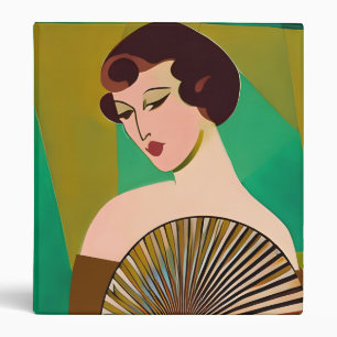 Art Deco Modern Lady with a Fan Binder
