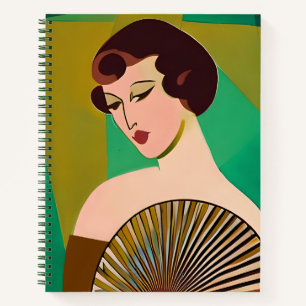Art Deco Modern Lady with a Fan Journal