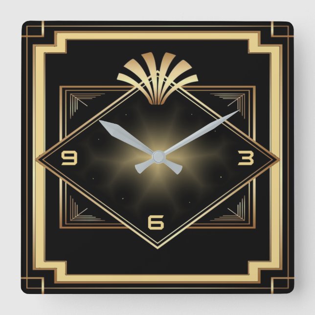 Art Deco modern Square Wall Clock (Front)