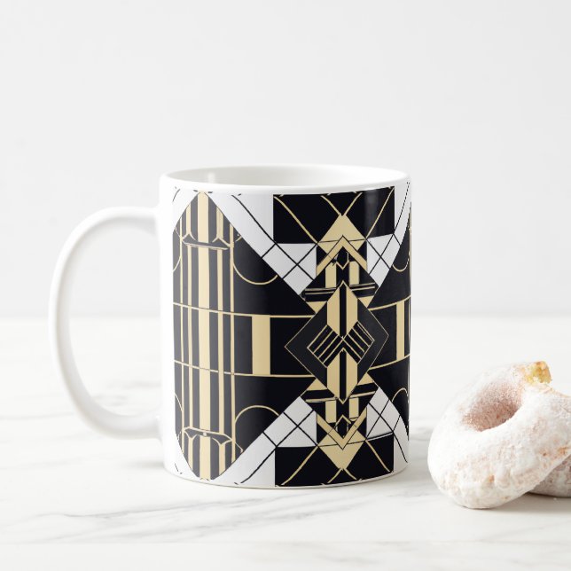 Art Déco Moderne Retro Inspiré Café Mug (Avec donut)