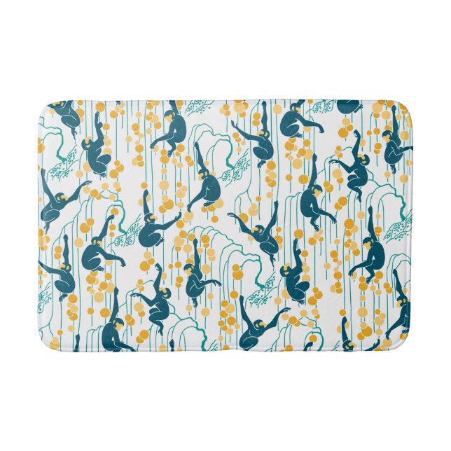 Art Deco Monkeys (autumn) Bath Mat (Front)