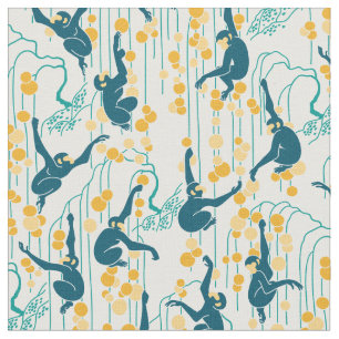 Art Deco Monkeys (autumn) Fabric