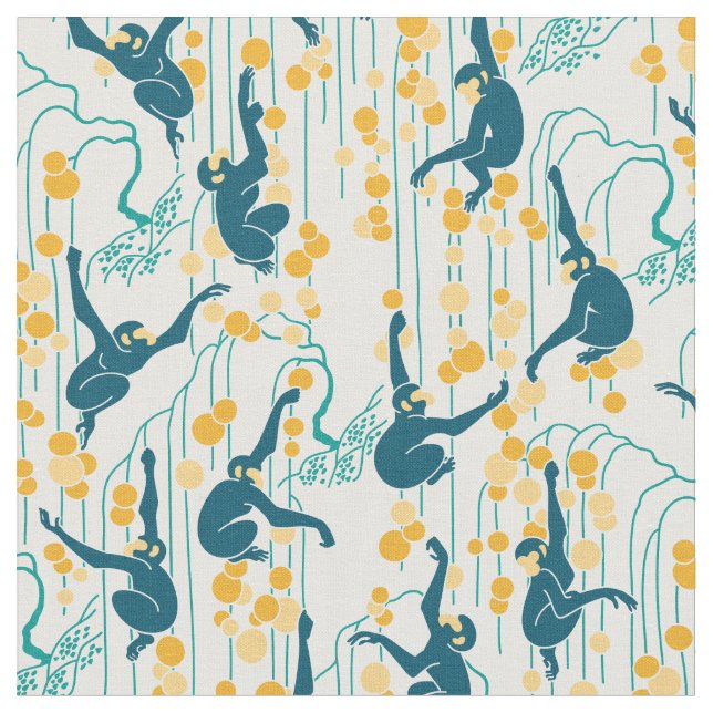 Art Deco Monkeys (autumn) Fabric (Close Up)