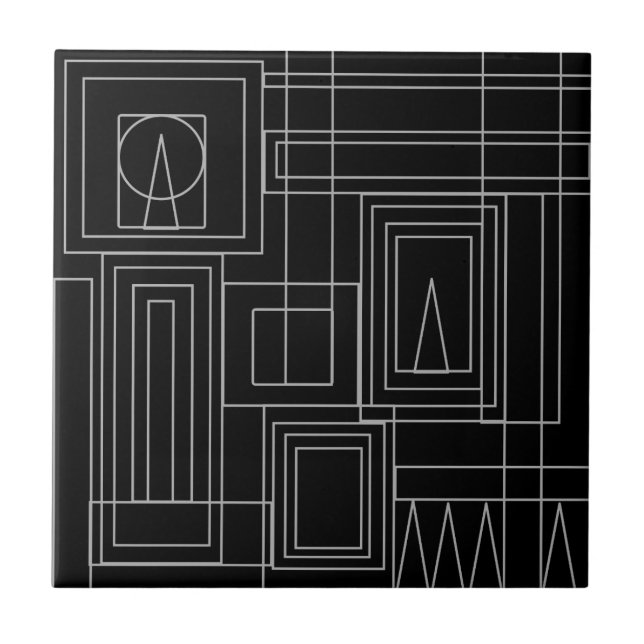 Art Deco Monochrome Tile Coasters (Front)