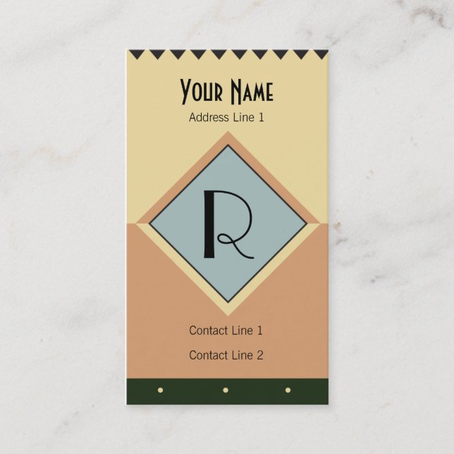 Art Deco Monogram Business Card (Front)