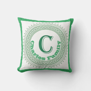 Art Deco Monogram "C" Customizable Throw Pillow