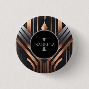 Art Deco Monogram Circle Name Design 1 Inch Round Button