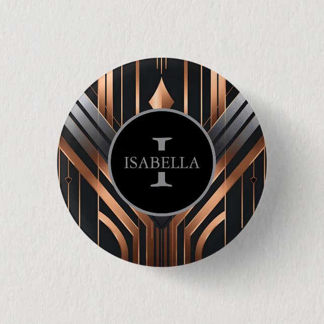 Art Deco Monogram Circle Name Design 1 Inch Round Button (Front)