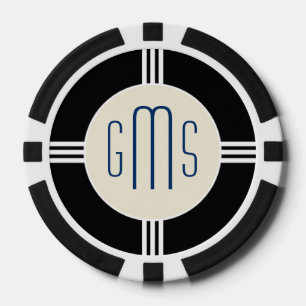 Art Deco Monogram Initials Personalized Poker Chip