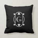 Art Deco Monogrammed Throw Pillow<br><div class="desc">Elegant Art Deco Monogrammed Pillow in black and white and of course the initial can be changed. So retro Roaring 20's</div>