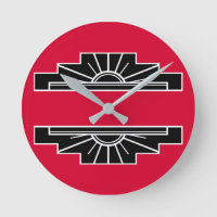 Art Deco Motif in B&W and Red Round Clock