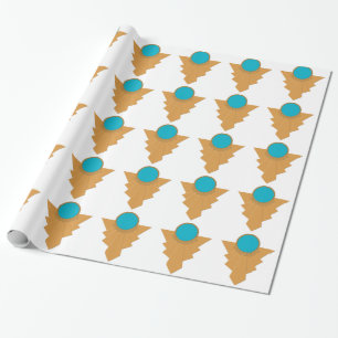 Art Deco Motif in Gold and Turquoise Wrapping Pape Paper