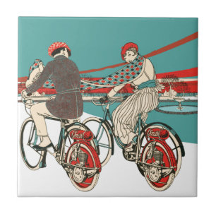 Art Deco Motorcycling Tile
