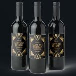 Art Deco Name Happy 21st Birthday Gold Black Wine Label<br><div class="desc">To give a bottle gift extra panache, why not add a label with your recipient's name, date and occasion. This Is in roaring 1920s Art Deco style elegance in black and gold for a 21st birthday gift. You can easily change the text, and also customize fonts, text colour and background...</div>