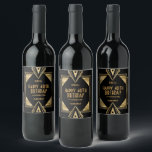 Art Deco Name Happy 40th Birthday Gold Black Wine Label<br><div class="desc">To make a bottle gift extra special, add a personalised label with your recipient's name, date and occasion. This Is in 1920s era Art Deco fashion in elegant gold and black for a 40th birthday gift. You can easily change the text, and also customize fonts, text colour and background colours...</div>