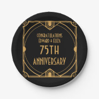 Art Deco Names 75th Wedding Anniversary Black
