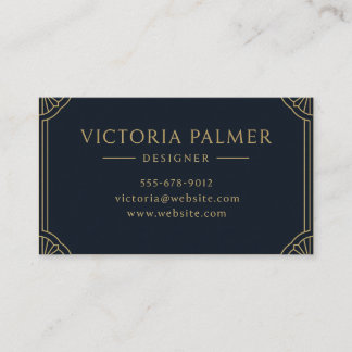 Art Deco Navy and Gold Luxury Business Card