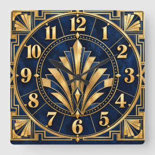 Art Deco Navy Blue & Gold Glamour Clock