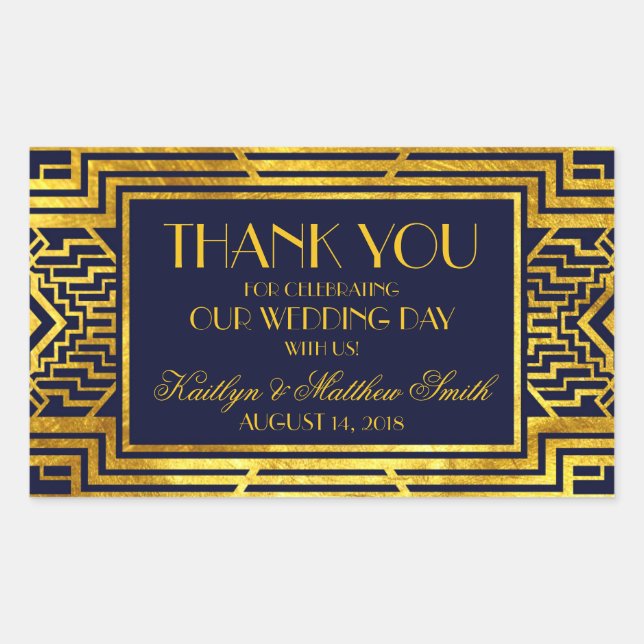 Art Deco Navy Gold Geometric Modern Sticker (Front)