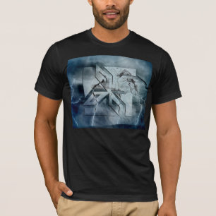 Art Deco Ninja Star Icon, Galaxy lightning overlay T-Shirt