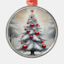 Art Déco Noël Rouge Ornements hiver