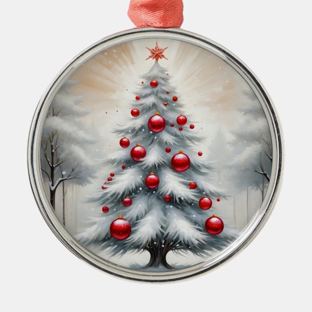 Art Déco Noël Rouge Ornements hiver (Devant)