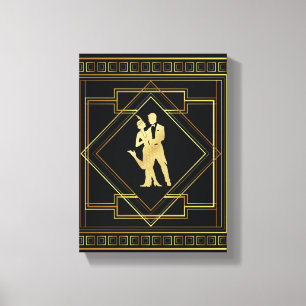 Art déco noir et or flapper années 1920