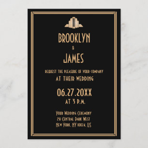 Art Déco Noir Grand Gatsby Mariage Invitations