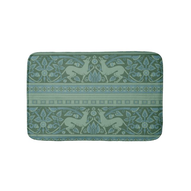 Art Deco Nouveau Dog Nature Animal Pattern Bath Mat (Front)
