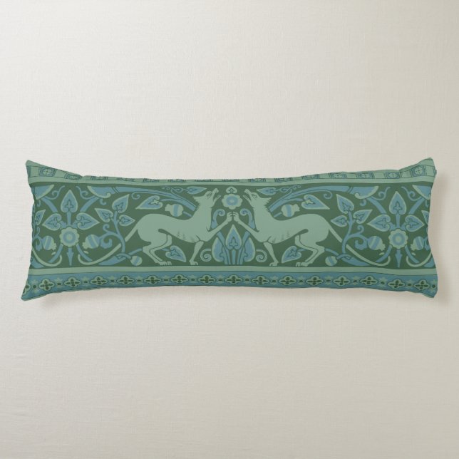 Art Deco Nouveau Dog Nature Animal Pattern Body Pillow (Front)