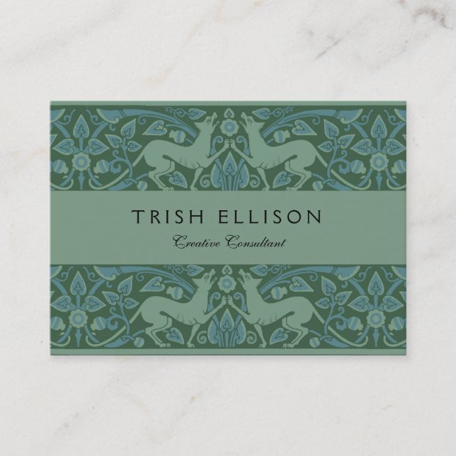 Art Deco Nouveau Dog Nature Animal Pattern Business Card (Front)