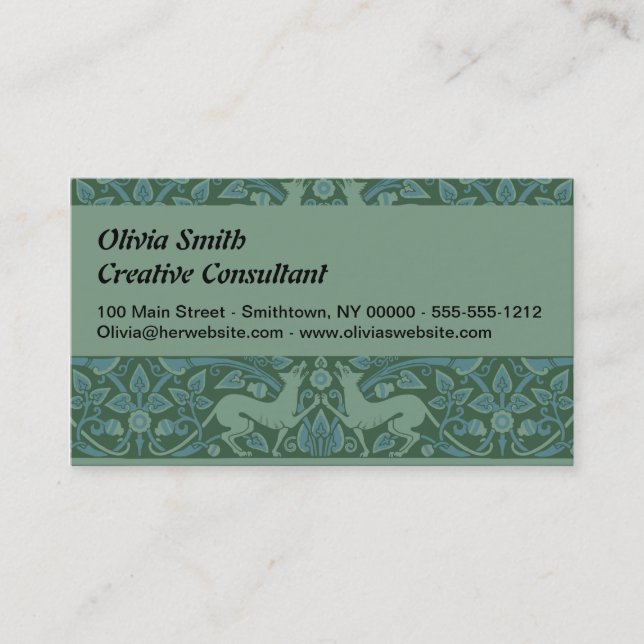 Art Deco Nouveau Dog Nature Animal Pattern Business Card (Front)
