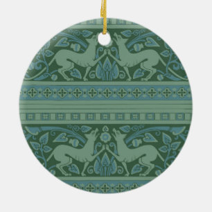Art Deco Nouveau Dog Nature Animal Pattern Ceramic Ornament