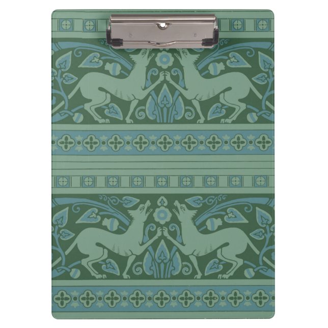 Art Deco Nouveau Dog Nature Animal Pattern Clipboard (Front)