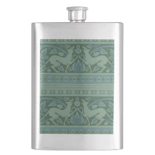 Art Deco Nouveau Dog Nature Animal Pattern Hip Flask
