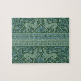 Art Deco Nouveau Dog Nature Animal Pattern Jigsaw Puzzle