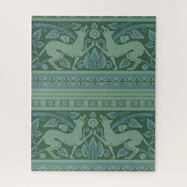 Art Deco Nouveau Dog Nature Animal Pattern Jigsaw Puzzle (Vertical)