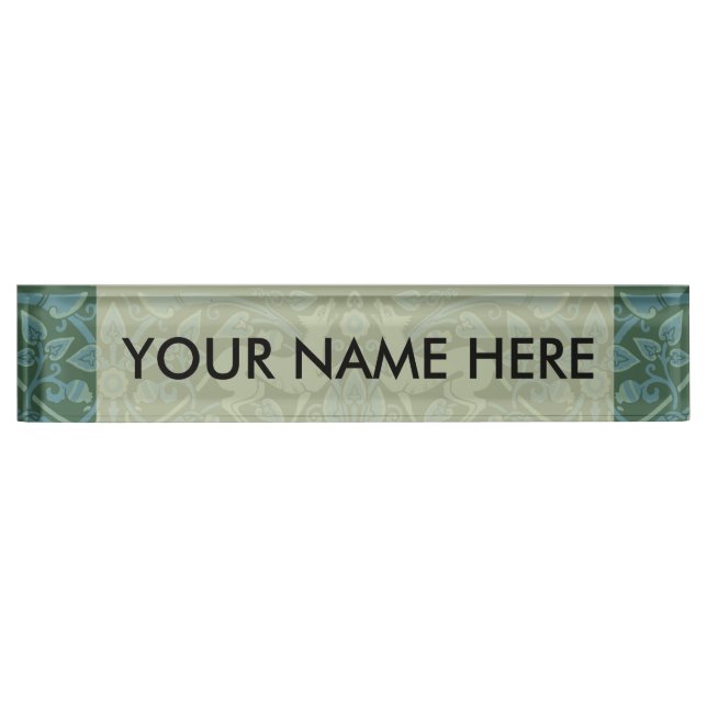 Art Deco Nouveau Dog Nature Animal Pattern Nameplate (Front)