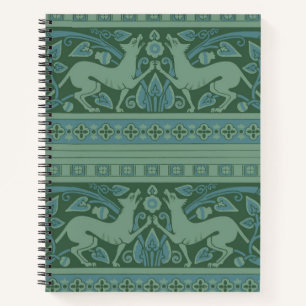 Art Deco Nouveau Dog Nature Animal Pattern Notebook
