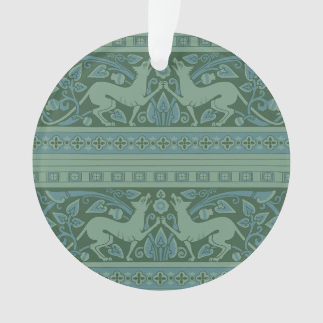 Art Deco Nouveau Dog Nature Animal Pattern Ornament (Front)