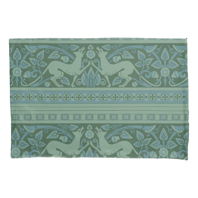 Art Deco Nouveau Dog Nature Animal Pattern Pillowcase (Front)