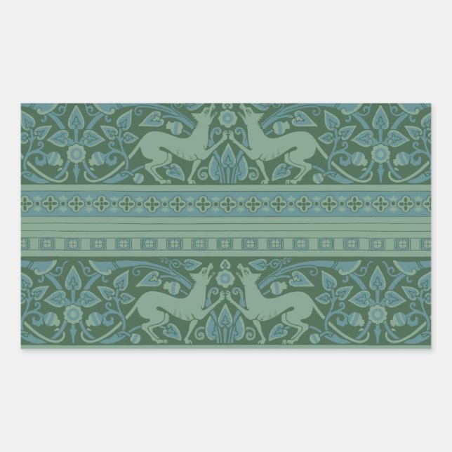 Art Deco Nouveau Dog Nature Animal Pattern Sticker (Front)