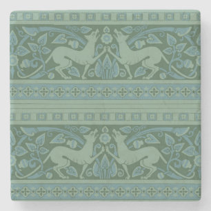 Art Deco Nouveau Dog Nature Animal Pattern Stone Coaster