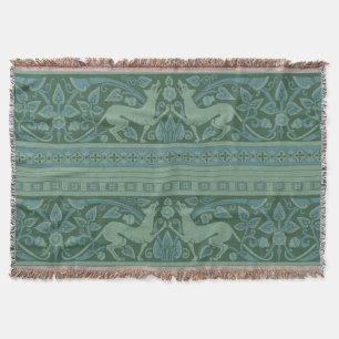Art Deco Nouveau Dog Nature Animal Pattern Throw Blanket