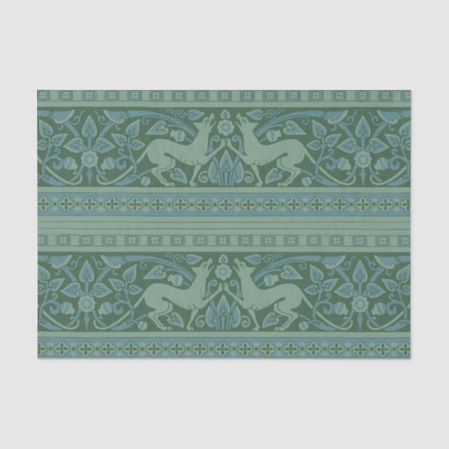 Art Deco Nouveau Dog Nature Animal Pattern Tissue Paper (Front)