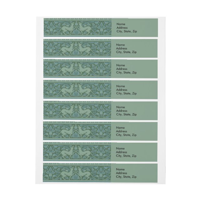 Art Deco Nouveau Dog Nature Animal Pattern Wraparound Address Label (Sheet)