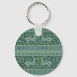 Art Deco Nouveau Dog Nature Botanical :Pattern Keychain