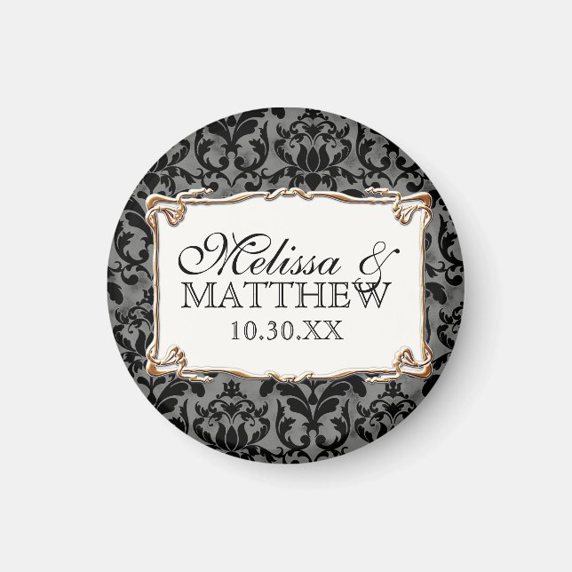 Art Deco Nouveau Gatsby Style Gold n Lace Look Magnet (Front)