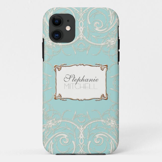 Art Deco Nouveau Lace n Gold Look Personalized Case-Mate iPhone Case (Back)